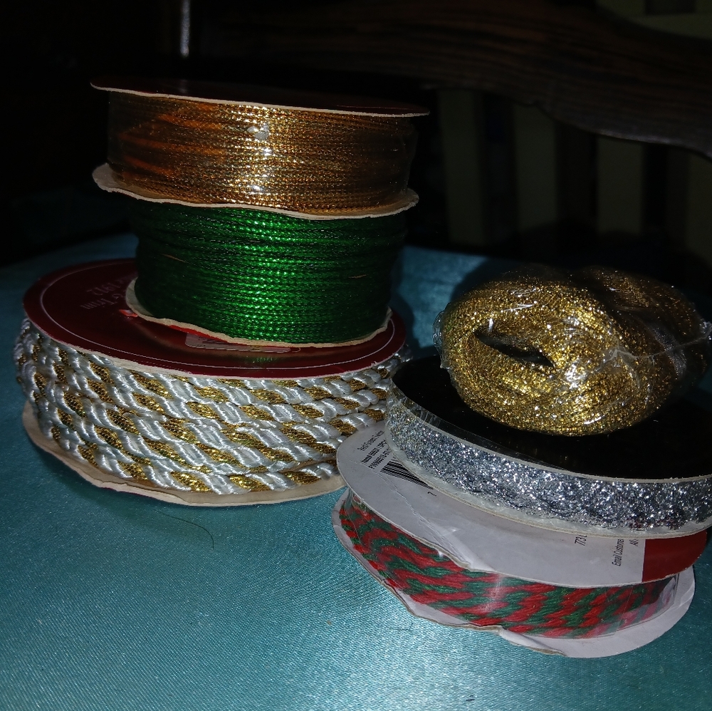 Assorted Metallic Cord Ribbon For Crafts Apparel & Holiday Gift Wrap